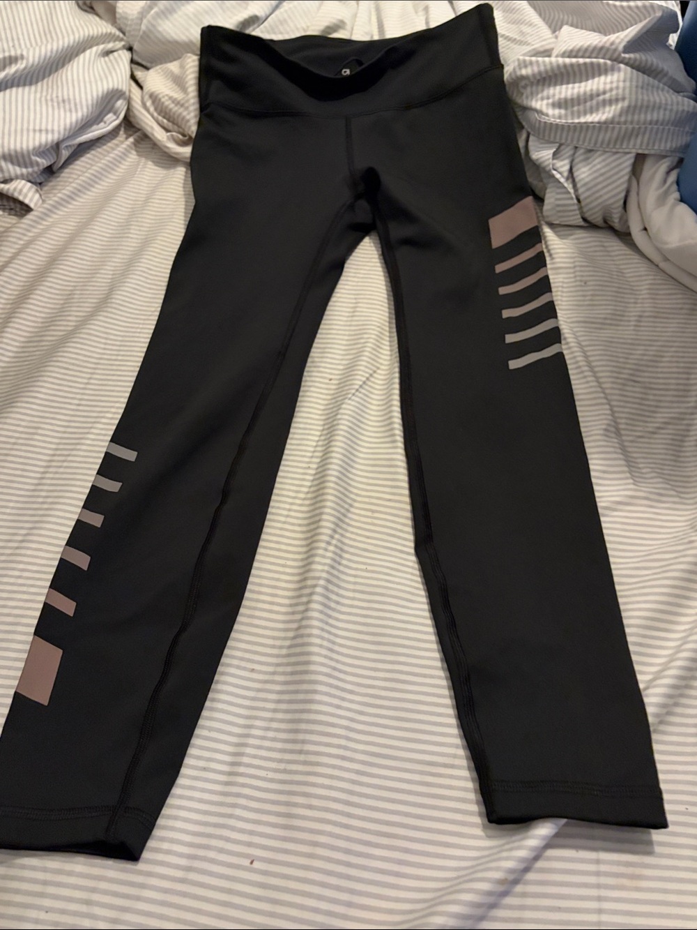 GAP Black Leggings with Taupe Stripe Details